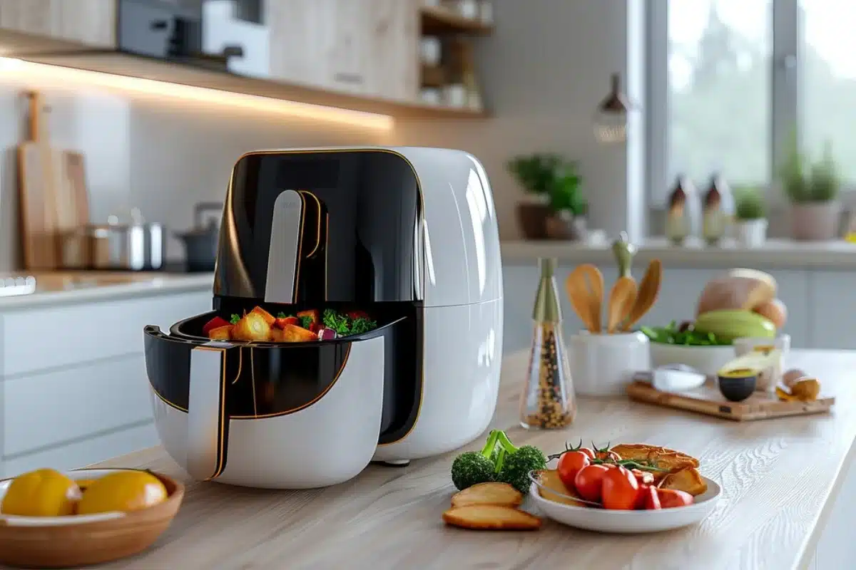 Modern air fryer on countertop