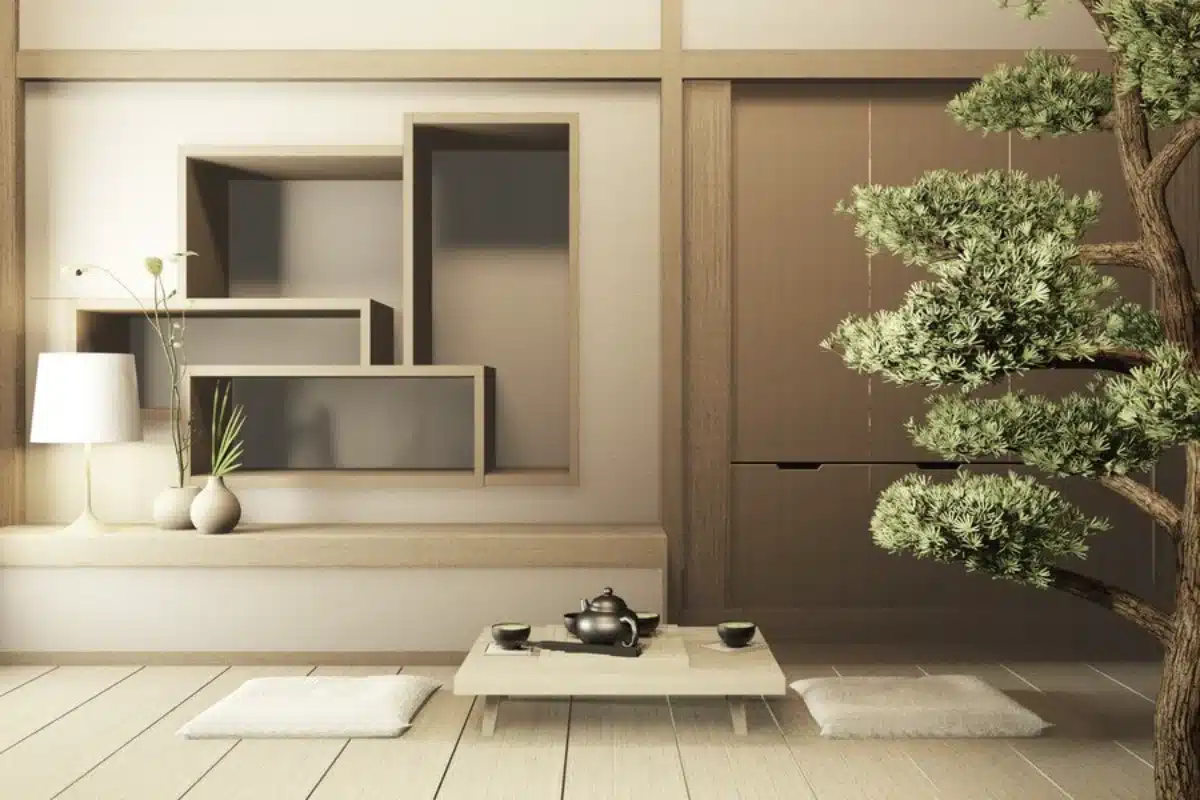Modern Japanese tea room interior